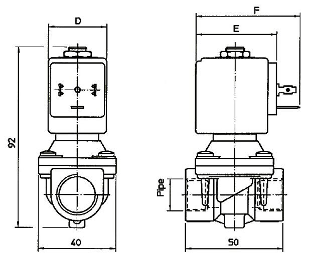 Размеры электромагнитного клапана 21H7KB120 (картинка)