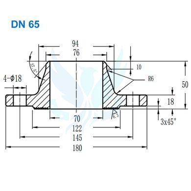 Фланець комірцевий нержавіючий AISI 304 DN 65 (76) PN 16