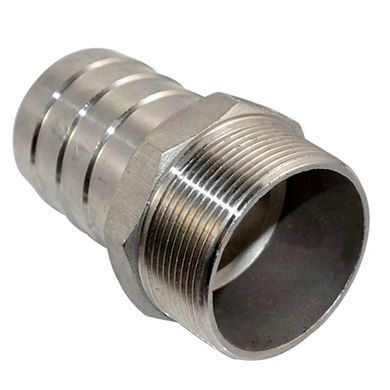 Hose barb fitting stainless steel AISI 304 with external thread DN 15x15