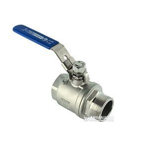 Stainless steel two-part ball valve male-female threaded Armaval DN 40 (1 1/2")