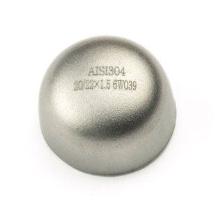 Заглушка нержавіюча еліптична DIN AISI 304 DN 20 (22x1,5)