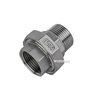 Американка прямая нержавеющая AISI 304 с В-Н резьбой DN 25 (1") и прокладкой PTFE