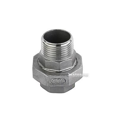 Американка прямая нержавеющая AISI 304 с В-Н резьбой DN 25 (1") и прокладкой PTFE