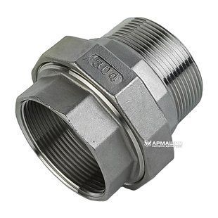 Американка прямая нержавеющая AISI 304 с В-Н резьбой DN 50 (2") и прокладкой PTFE