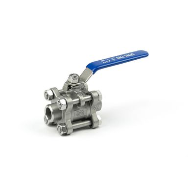 Ball valve stainless three-part welded AISI 304 DN 15