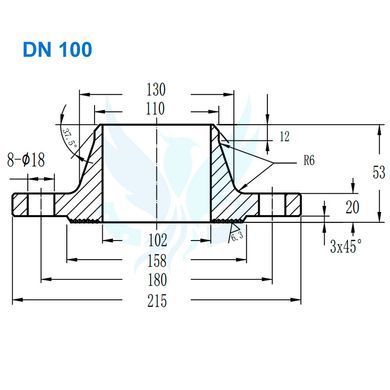 Фланець комірцевий нержавіючий AISI 304 DN 100 (110) PN 16