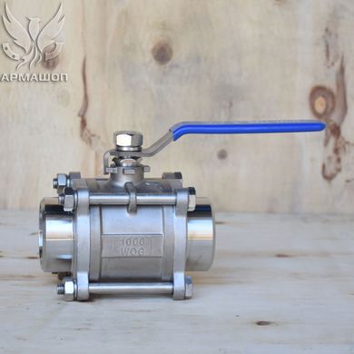 Ball valve stainless three-part welded AISI 304 DN 50