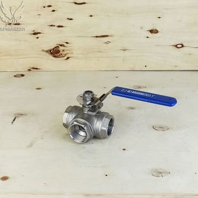 Ball valve three-way L-shaped stainless Armaval DN 25 (1")