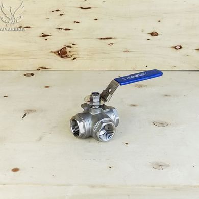 Ball valve three-way L-shaped stainless Armaval DN 25 (1")