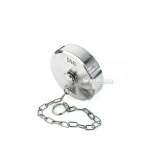 Stainless steel cap nut with chain for dairy coupling DN 40