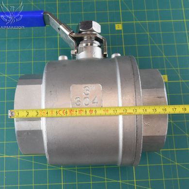 Кран кульовий нержавіючий двоскладовий муфтовий Armaval В-В DN 80 (3")
