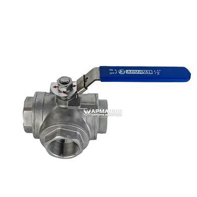 Кран трехходовой T-образный нержавеющий Armaval DN 40 (1 1/2")