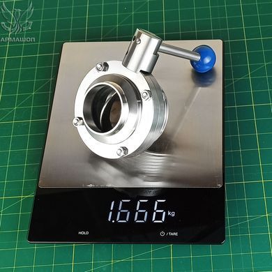 Затвор дисковий нержавіючий різьба/зварювання DIN AISI 304 DN 50