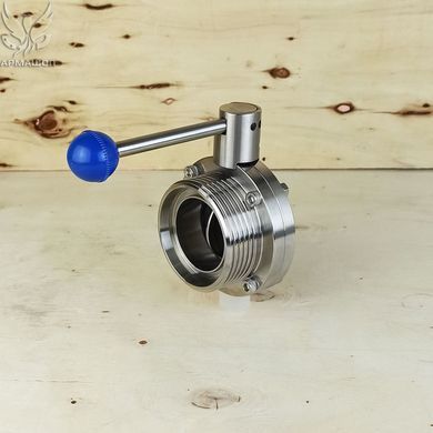Затвор дисковий нержавіючий різьба/зварювання DIN AISI 304 DN 50