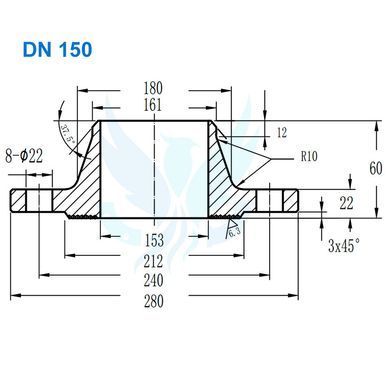 Фланець комірцевий нержавіючий AISI 304 DN 150 (161) PN 16
