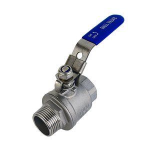 Stainless steel two-part ball valve male-female threaded DN 40 (1 1/2")