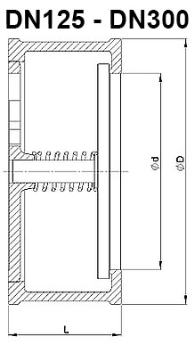Размеры клапана Zetkama тип 275 для dn125-dn300 (картинка)